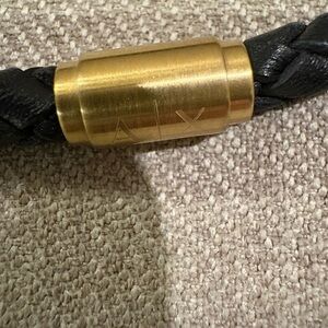 A/X Armani Exchange Black and Gold Leather Braided Bracelet